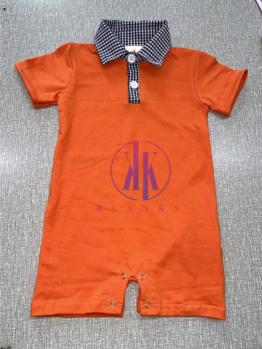 Orange and Navy Collared Romper